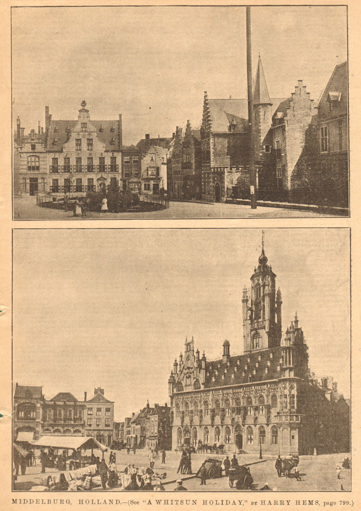 Middelburg, Holland. Netherlands 1902 old antique vintage print picture